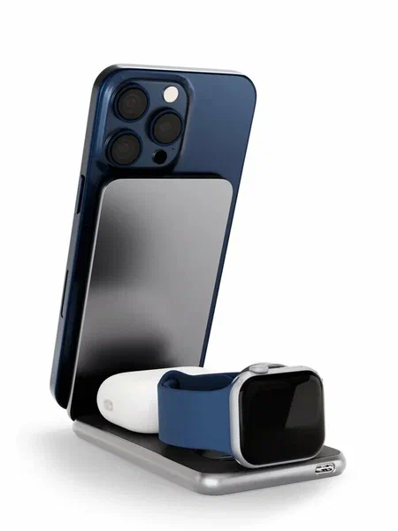 Беспроводное зарядное устройство ''vlp'' Alum Power Pro для Apple, натуральный титан